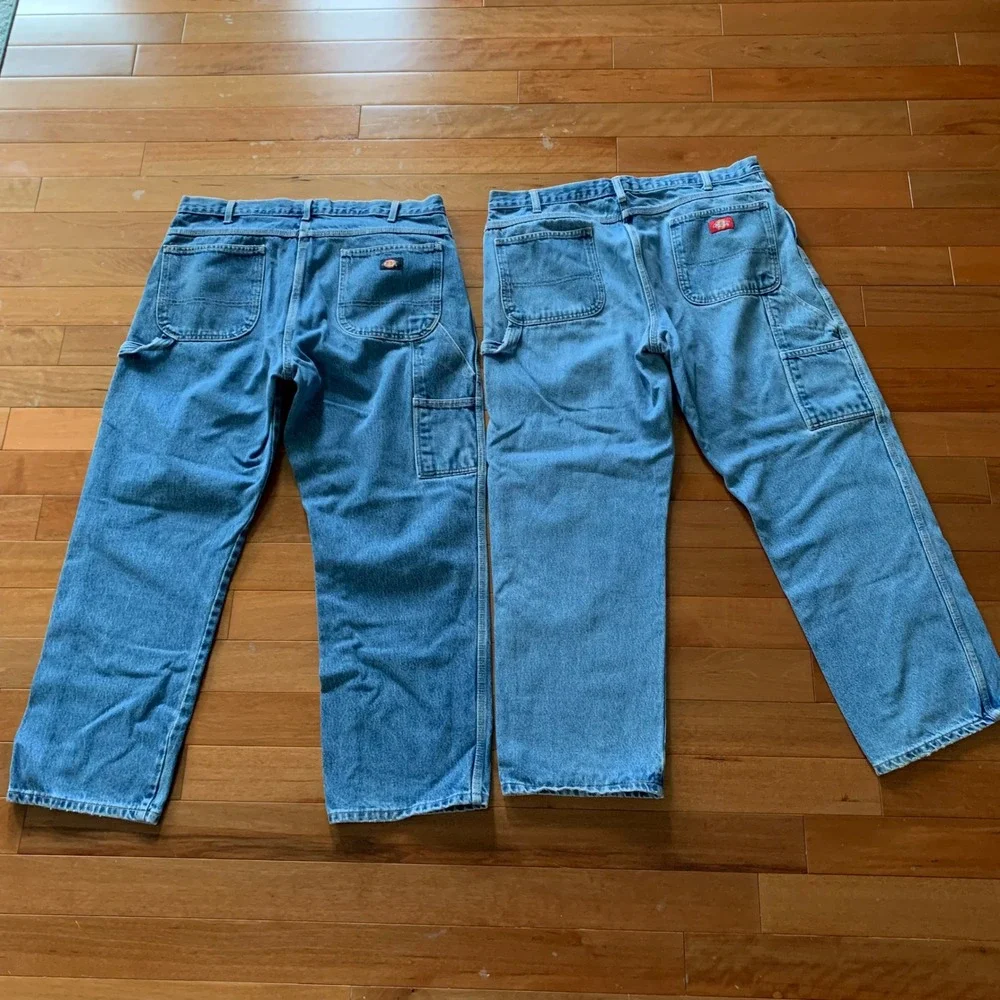 Dickies Carpenter Jeans Mens 38x30 Relaxed Fit Blue Denim Work Pants Lot 2